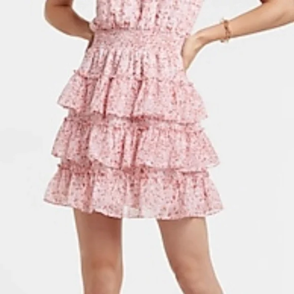 Printed Smocked Mock Neck Tiered Ruffle Dress - Picture 8 of 11